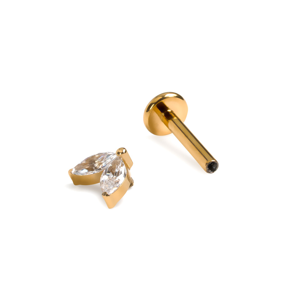 Labret em titânio com pedras gémeas