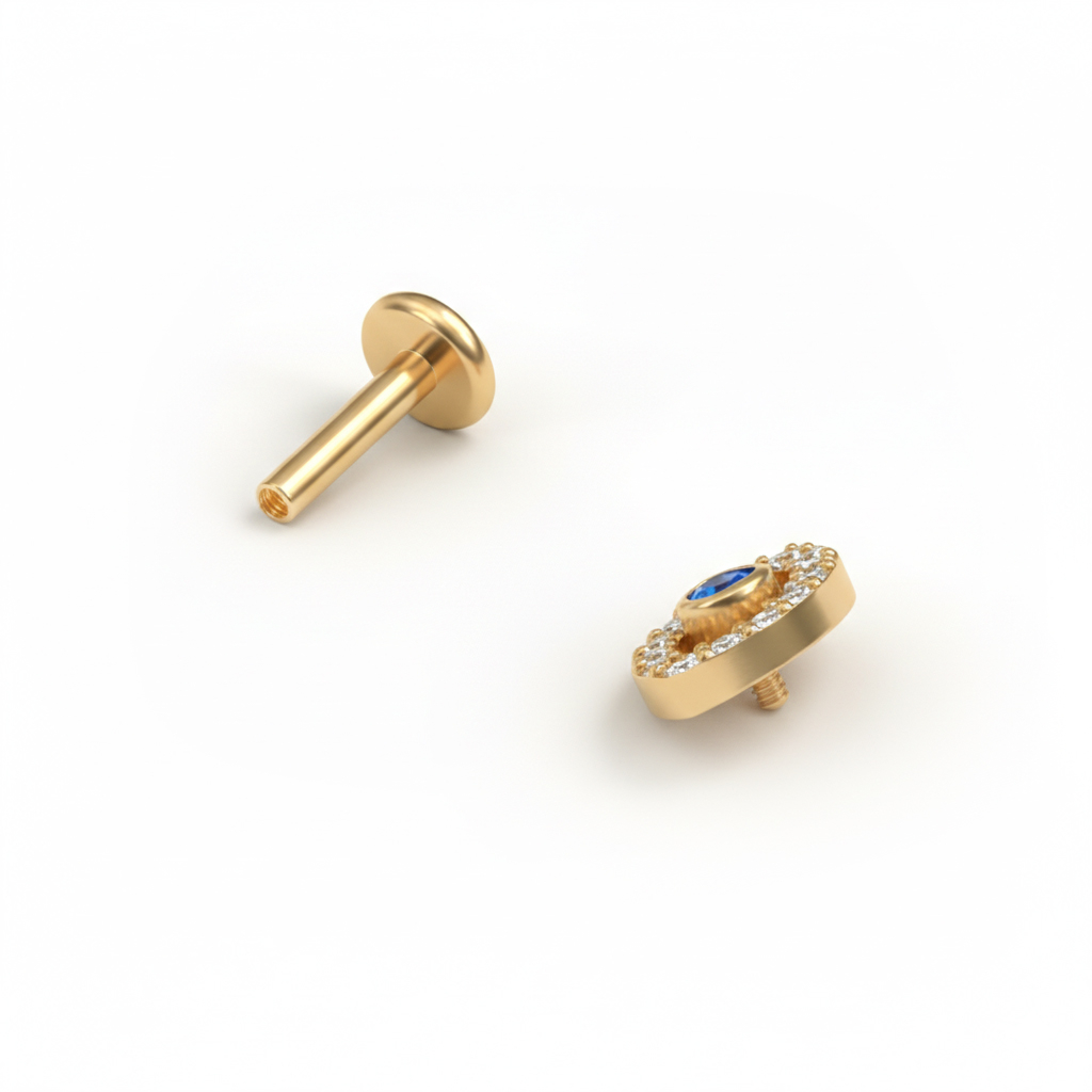 Labret em titânio do mau olhado