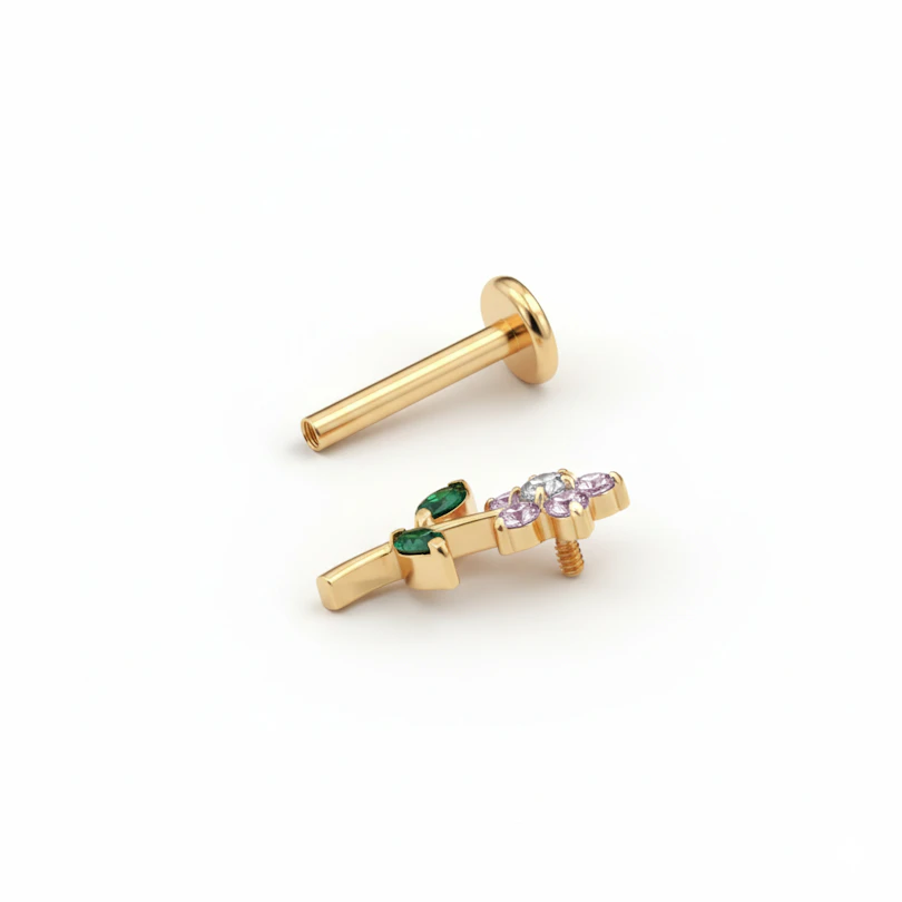 Flor fofinha em labret de disco plano