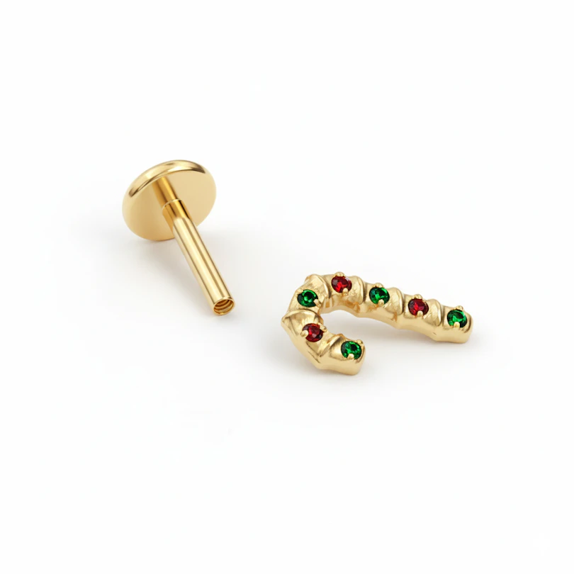 Labret em titânio com bengala doce