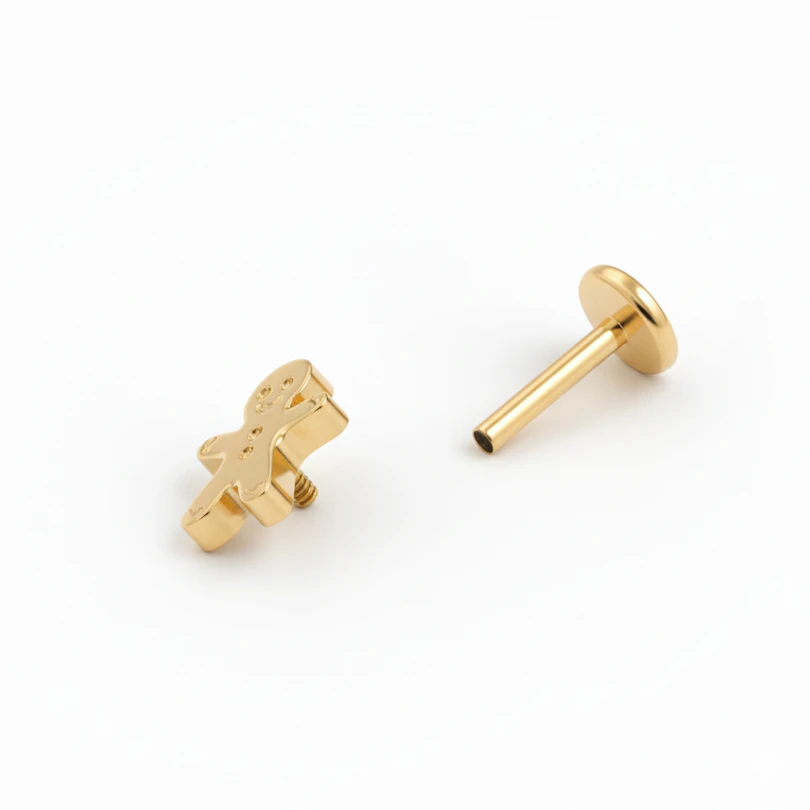 Labret em titânio com boneco de gengibre