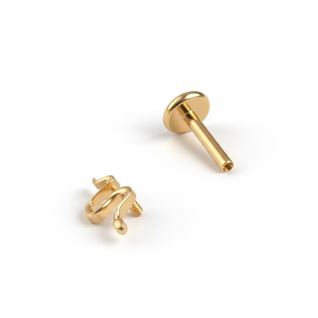 Labret em titânio com pequena serpente