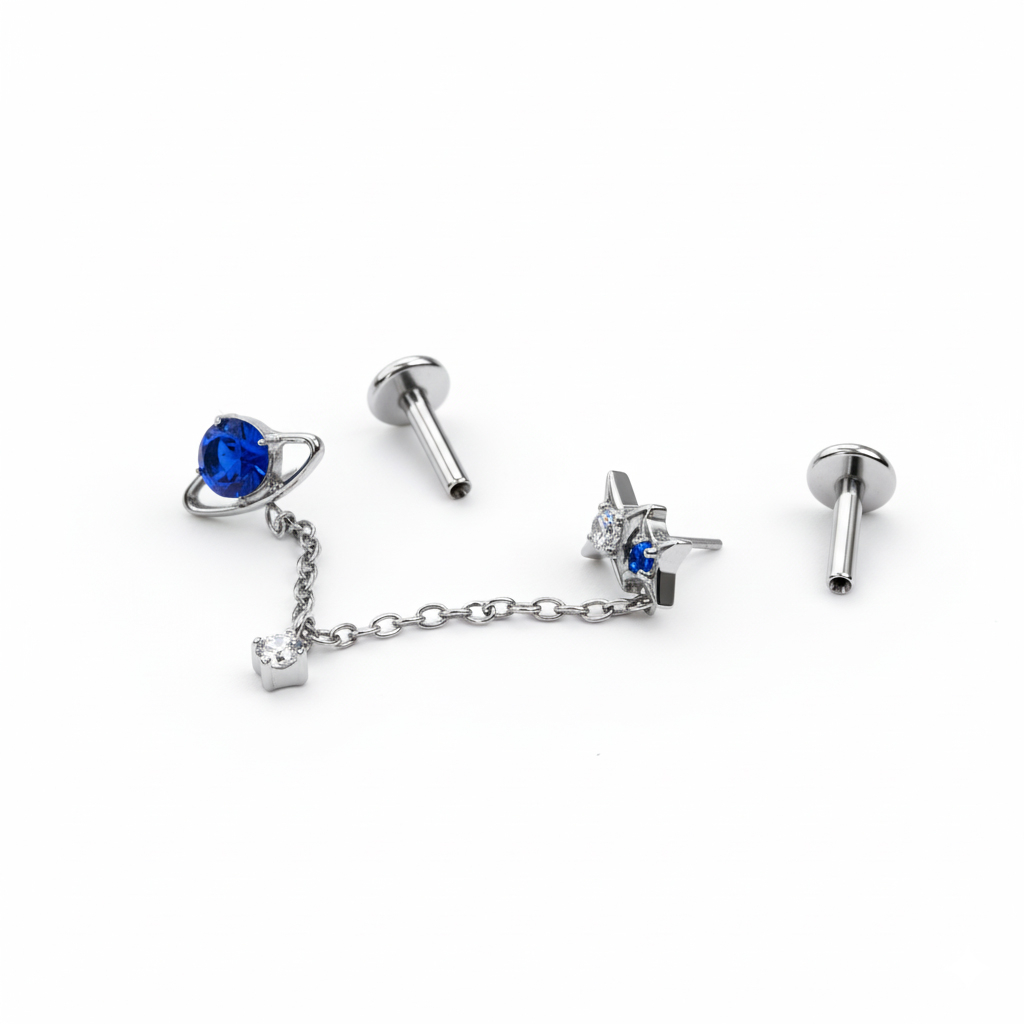 Dupla de labrets de titânio espaciais