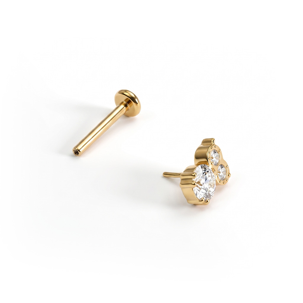 Labret de titânio com mocho de pedras