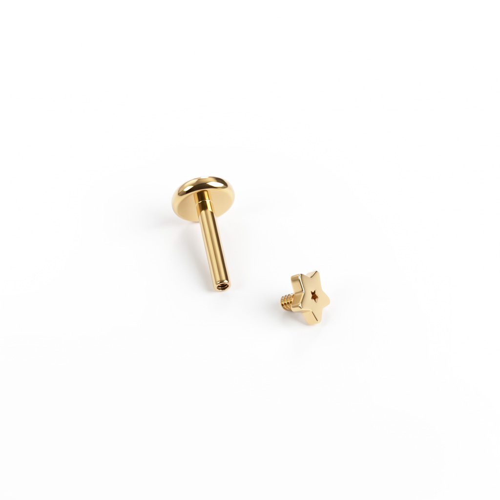 Labret em titânio com estrela minúscula