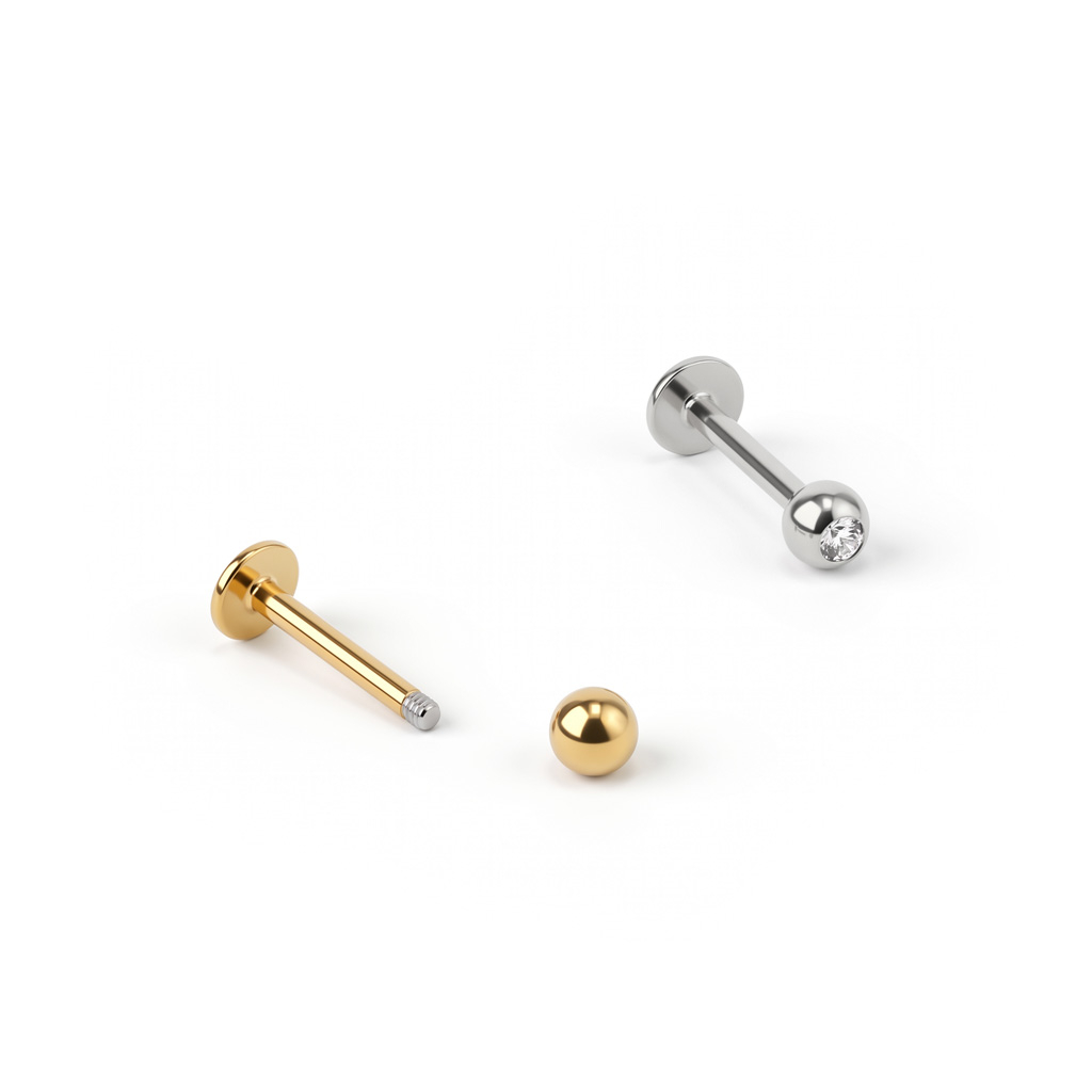 Labret com pedra embutida
