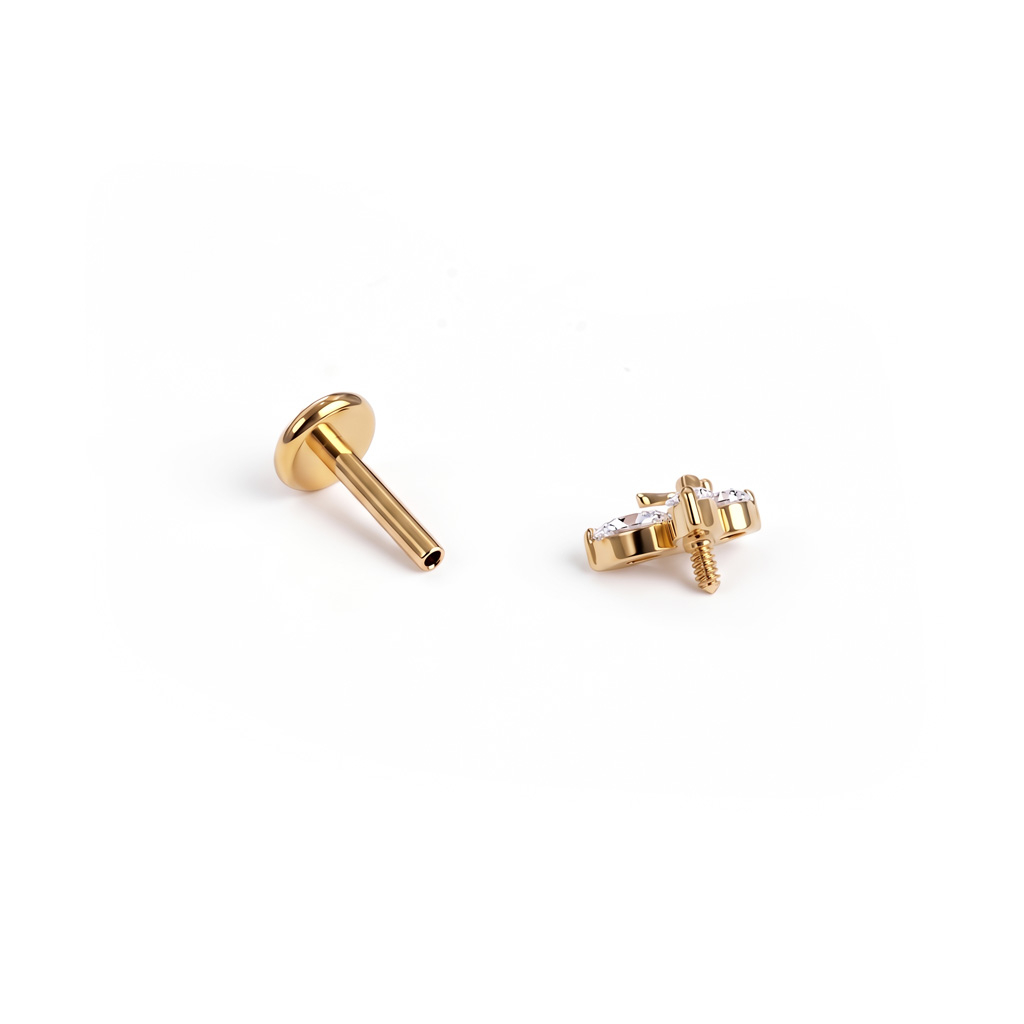 Labret em titânio com duas borboletas