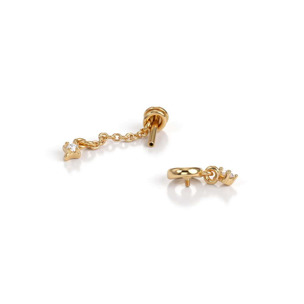 Labret com lua e estrela pendente