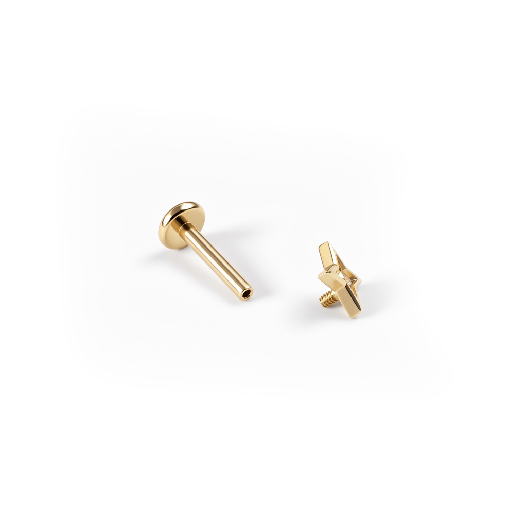 Labret em titânio com estrela de lados iguais