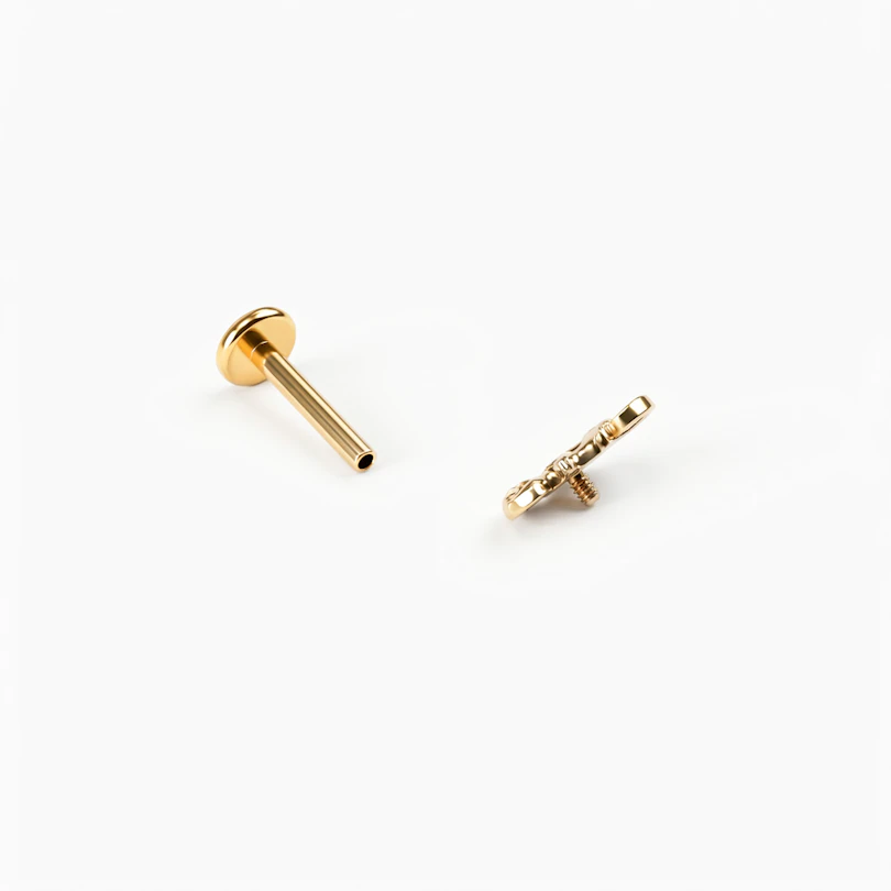Labret em titânio com camaleão