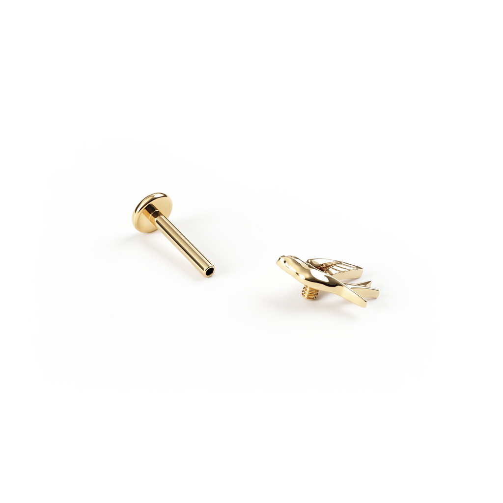 Labret em titânio com andorinha