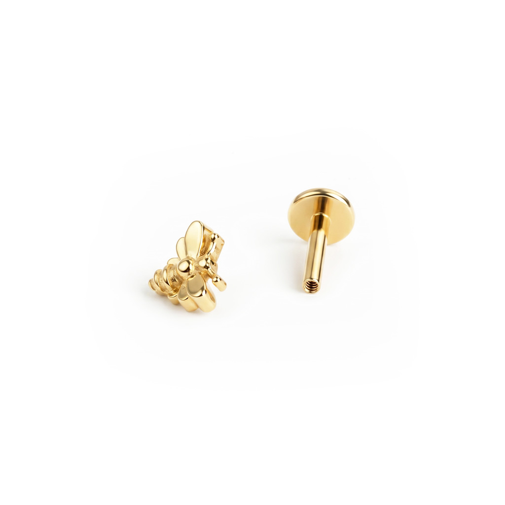 Labret em titânio com abelhinha
