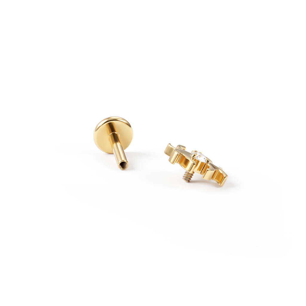 Labret aranha em titânio com pedrinhas pequenas