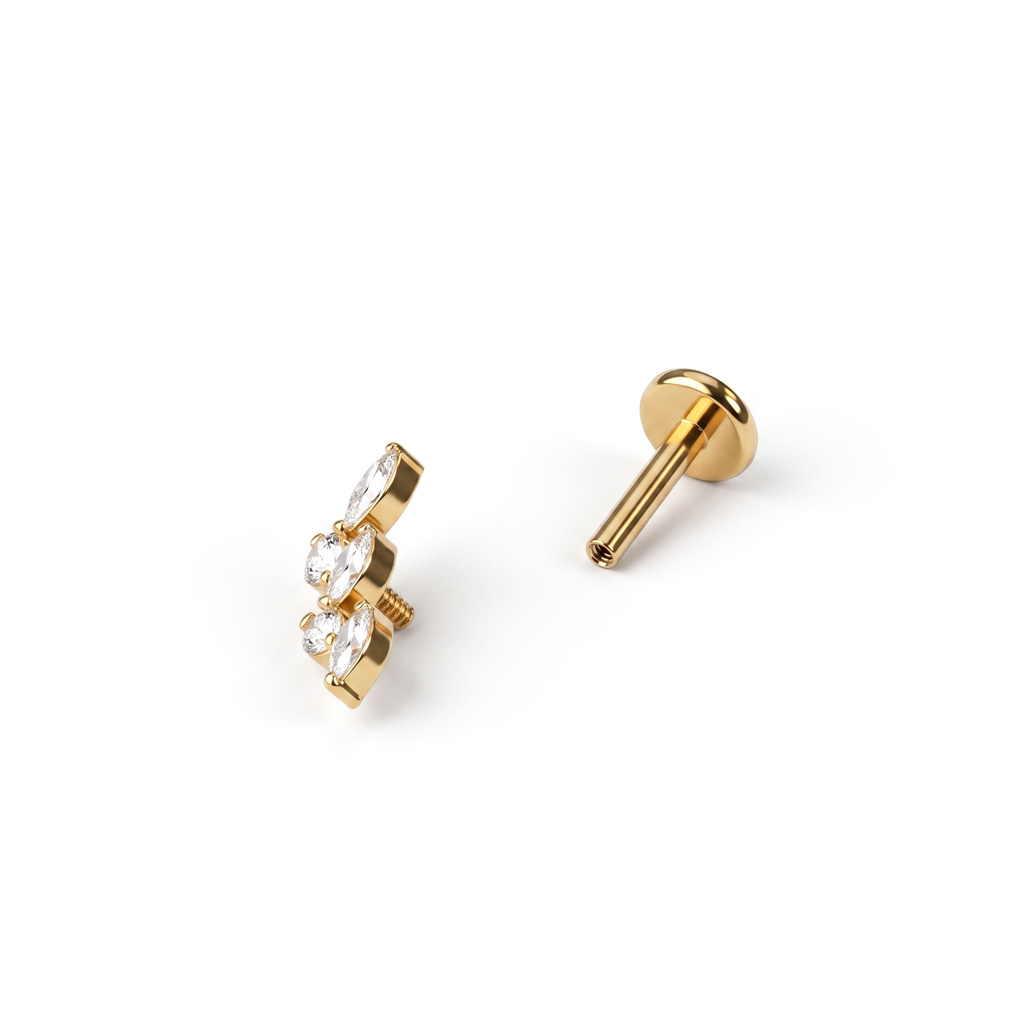 Labret em titânio com folhas a cair
