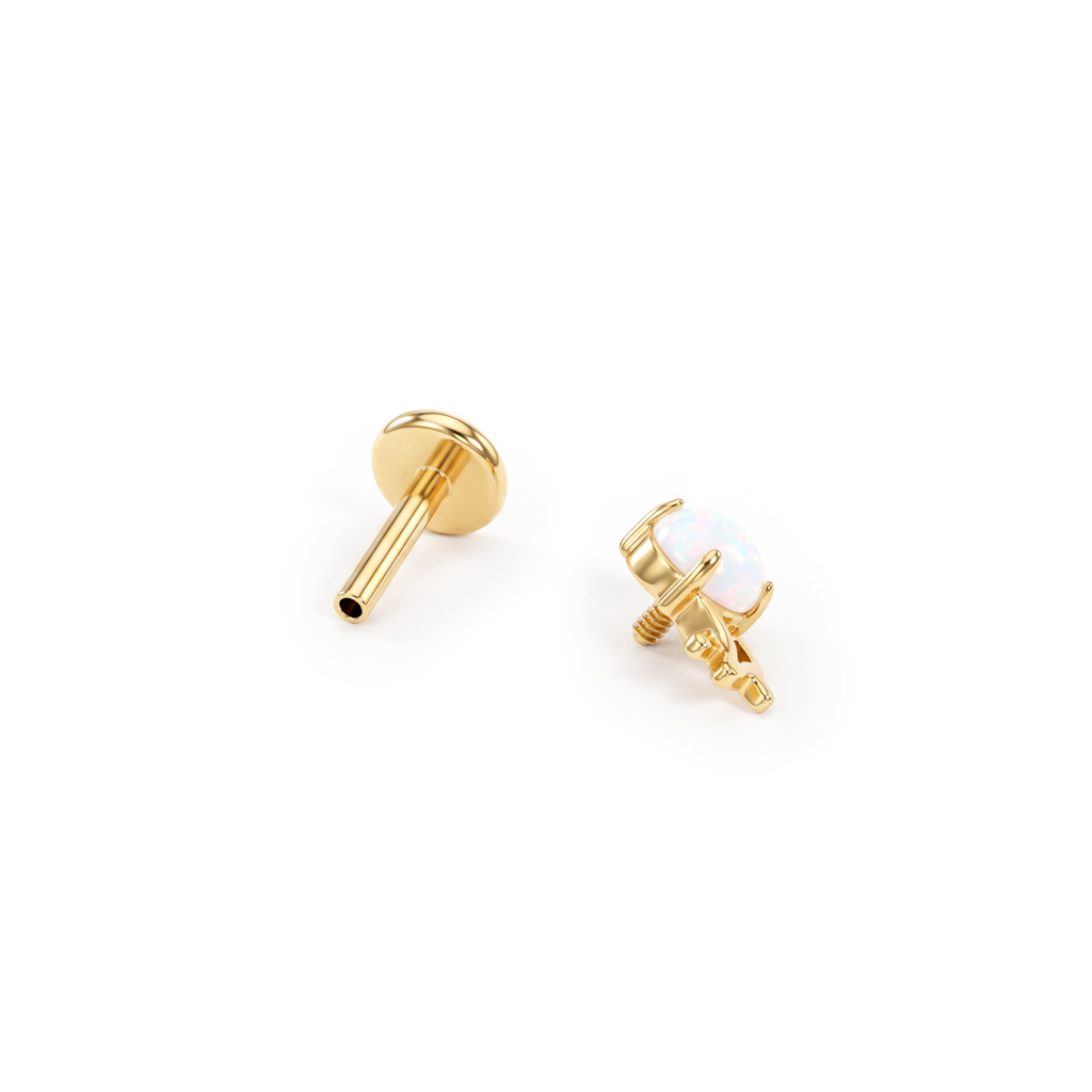 Labret alforreca em titânio com opala