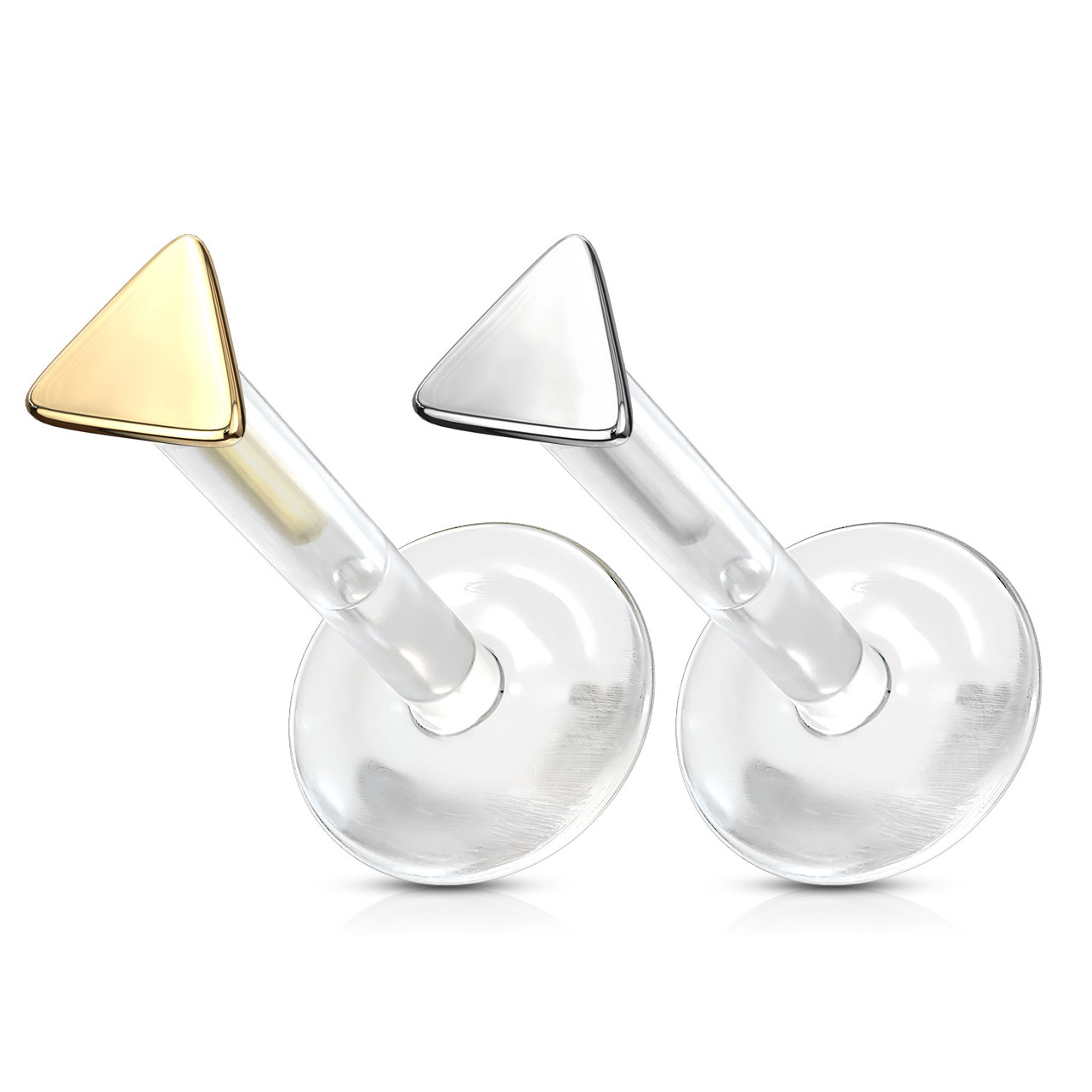 Labret de ouro 14 quilates com topo triangular