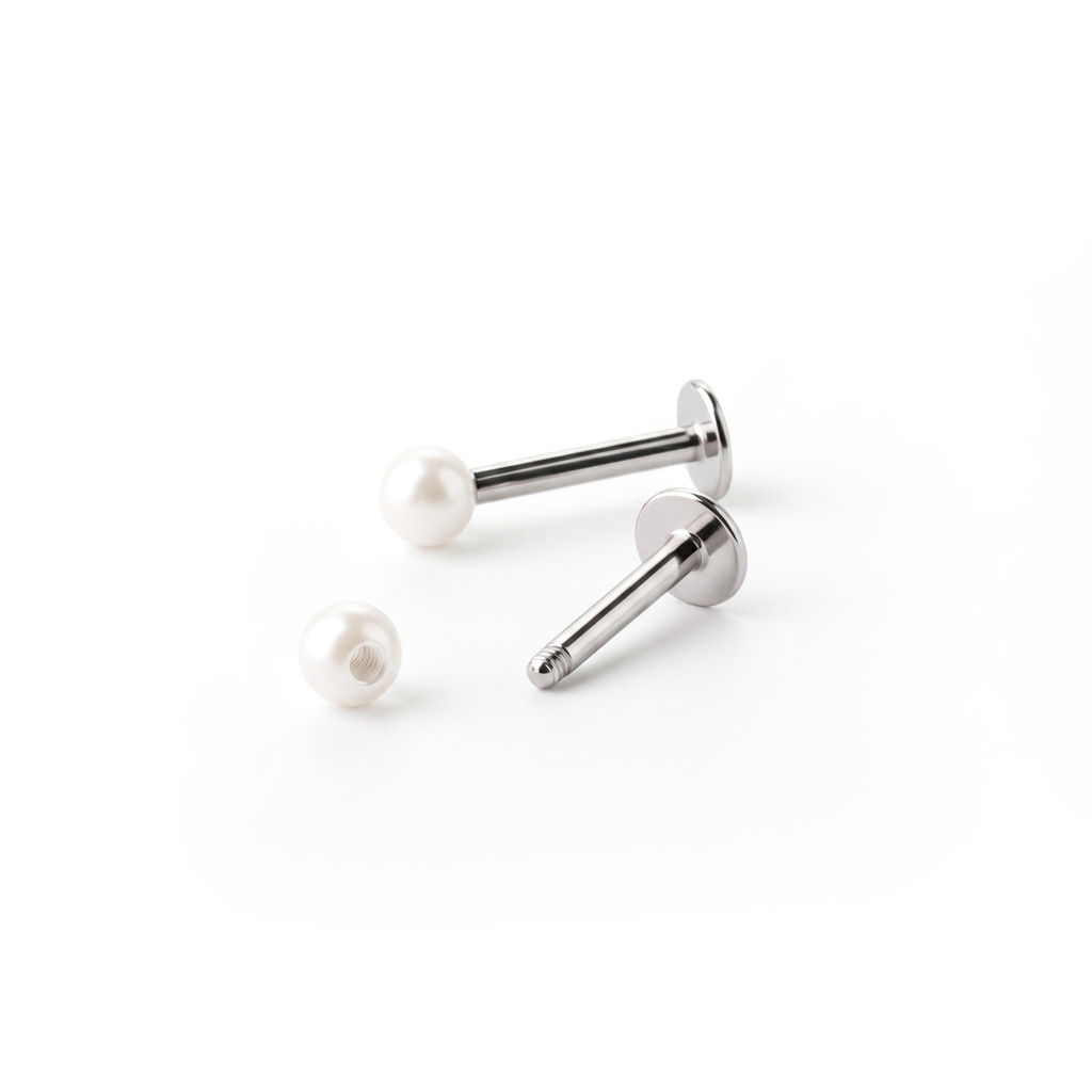 Labret com uma pérola acrílica em várias cores
