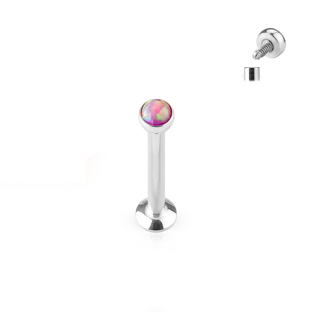 Labret com rosca interior e bola opala