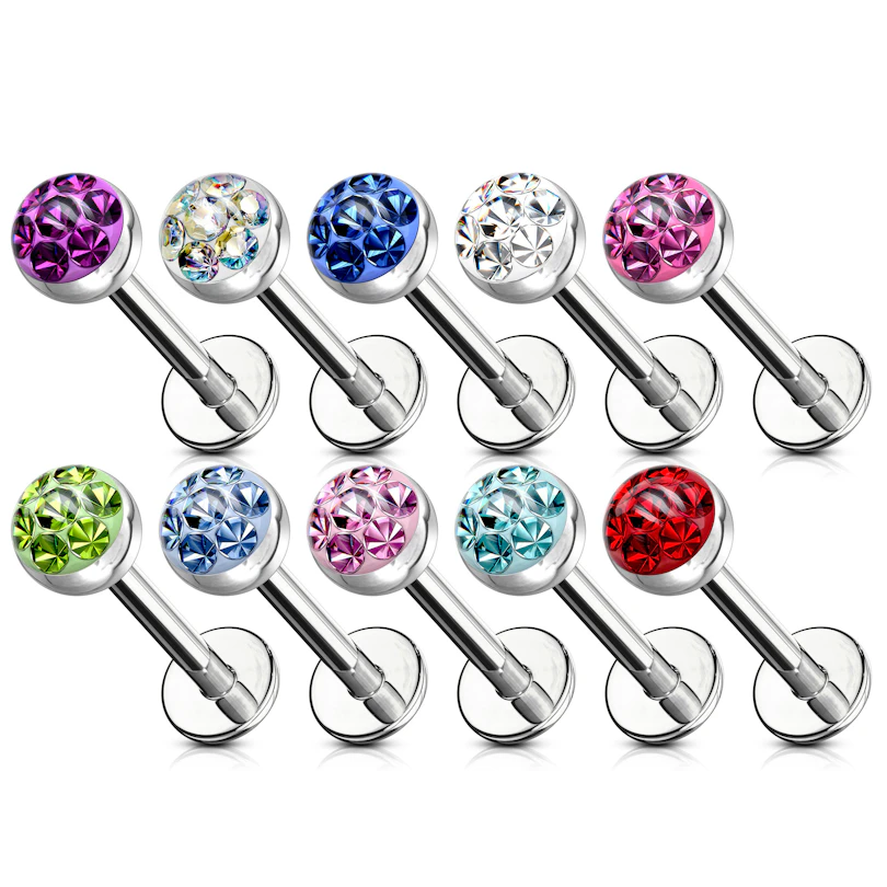 Labret com pérolas de cristal