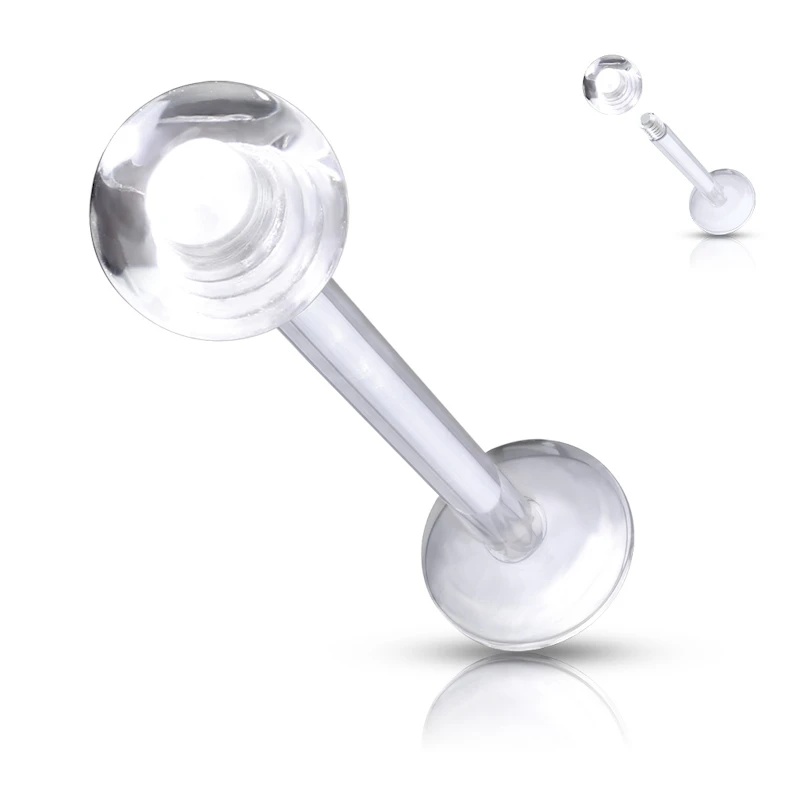 Labret com rosca e bola transparente