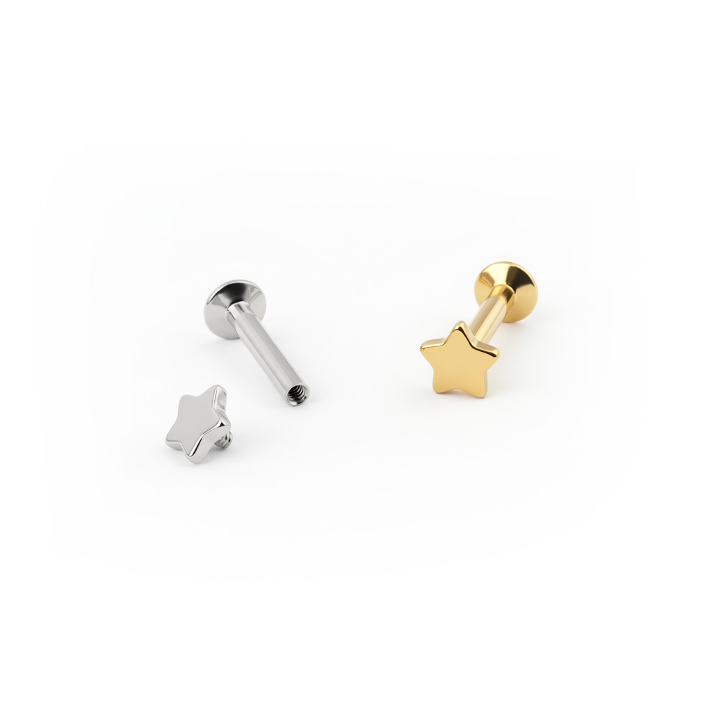 Labret com topo em forma de estrela