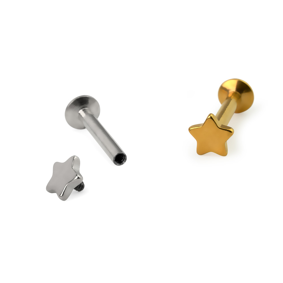 Labret com topo em forma de estrela