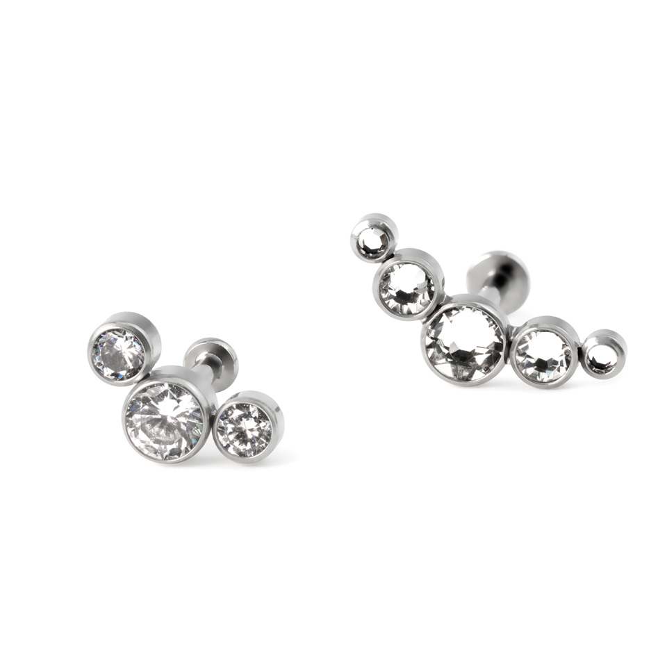 Labret de encaixe de titânio com várias pedras