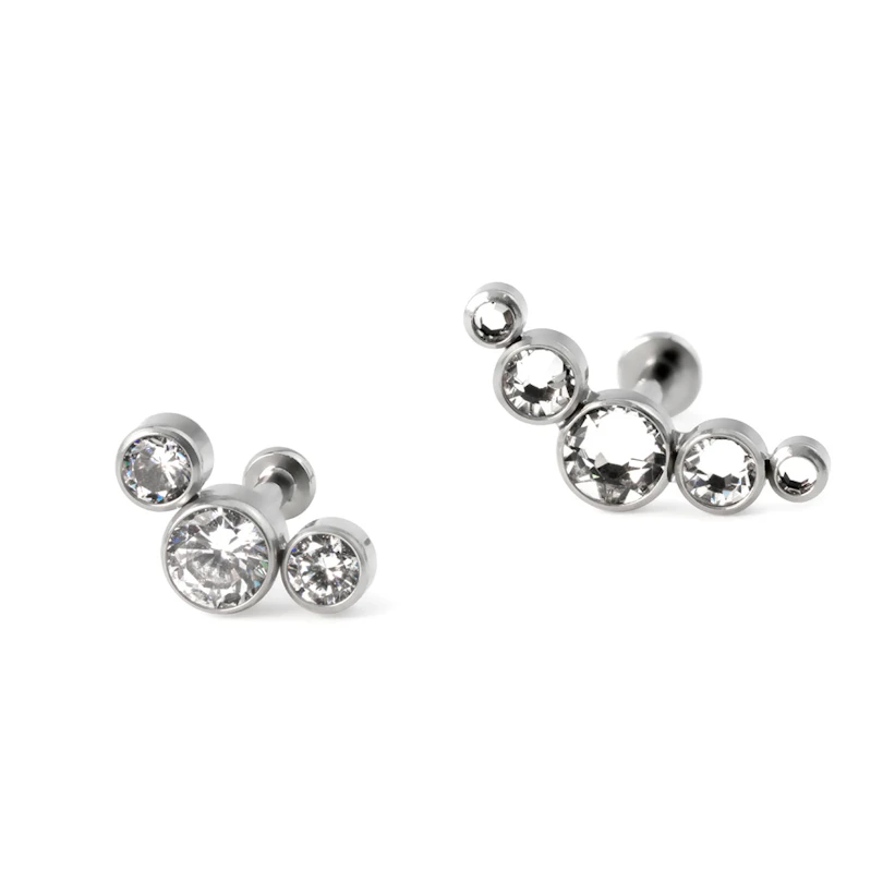 Labret de encaixe de titânio com várias pedras
