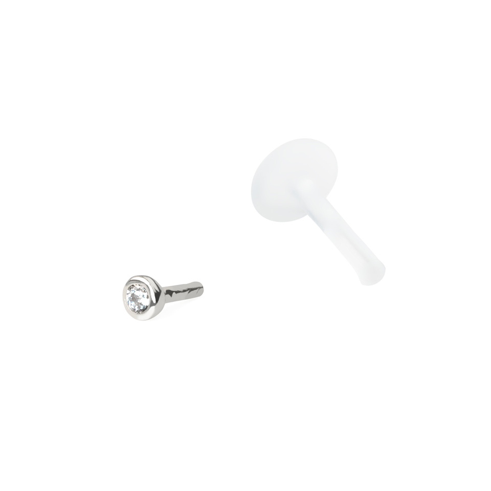 Labret com topo de ouro de 14 quilates e barra de PTFE