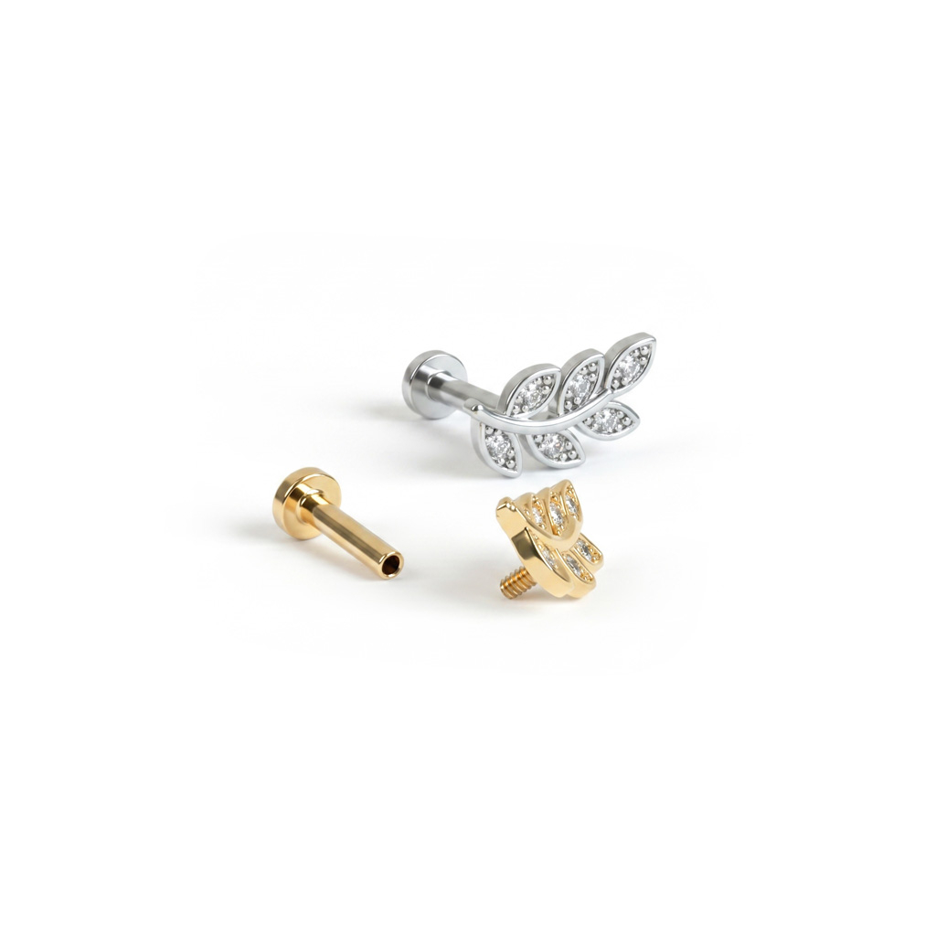 Labret com rosca interna e folhas