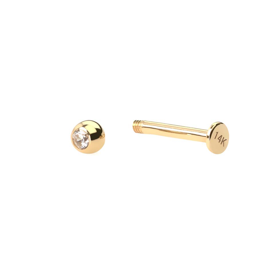 Labret de ouro 14k com pedra