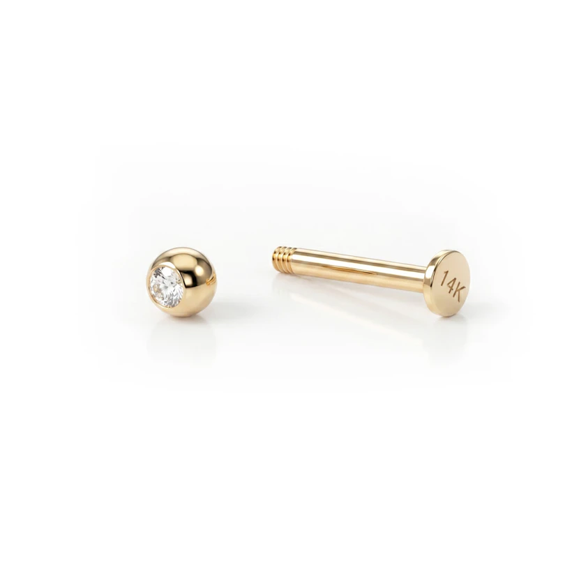 Labret de ouro 14k com pedra