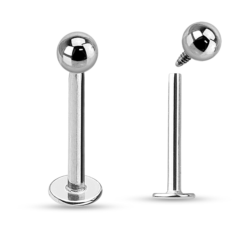 Labret de titânio com rosca interna
