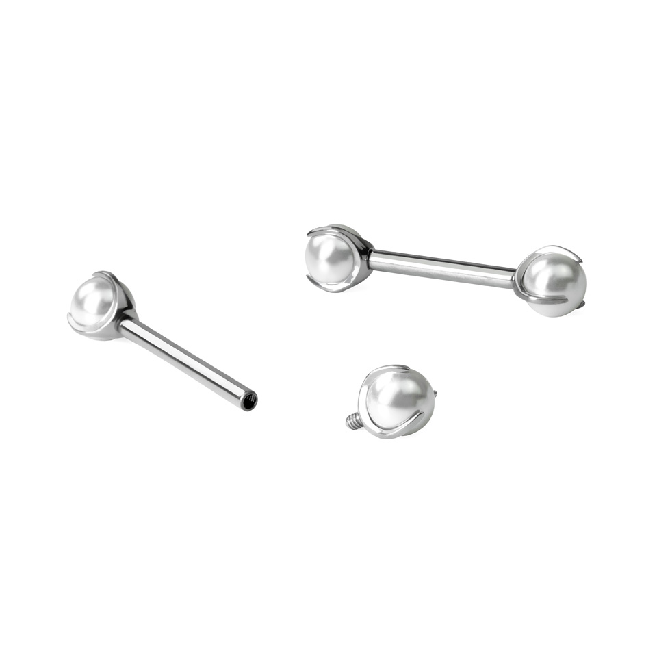 Barbell em titânio com pérolas para o mamilo