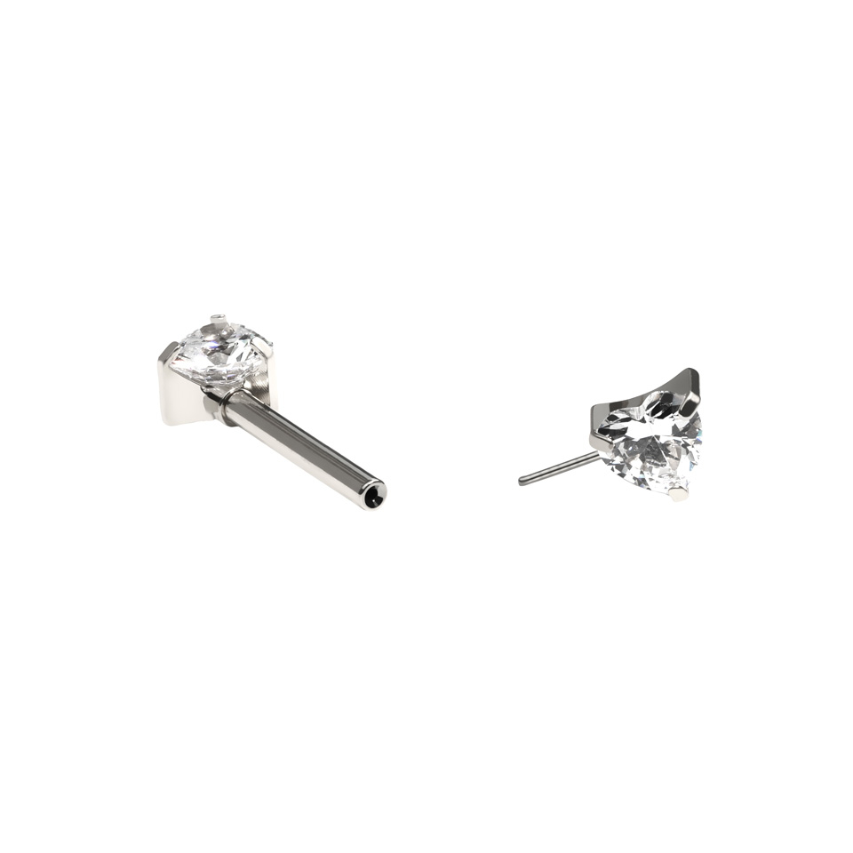 Barbell para o mamilo com zircónias em forma de coração