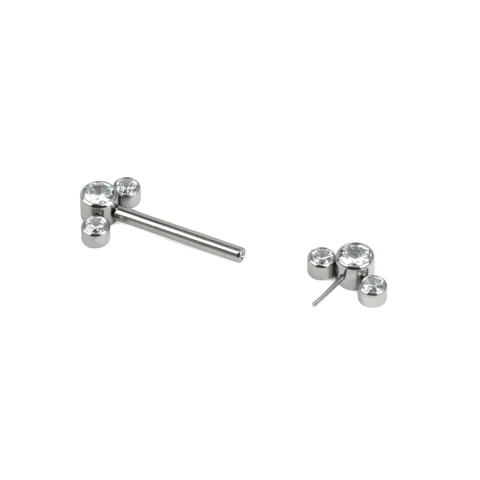 Barbell mamilo sem rosca com 3 zirconias