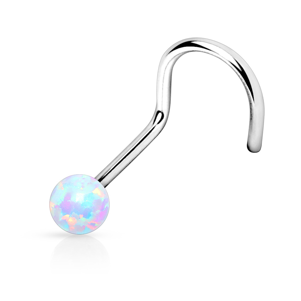 Nariz piercing com uma pedra opala
