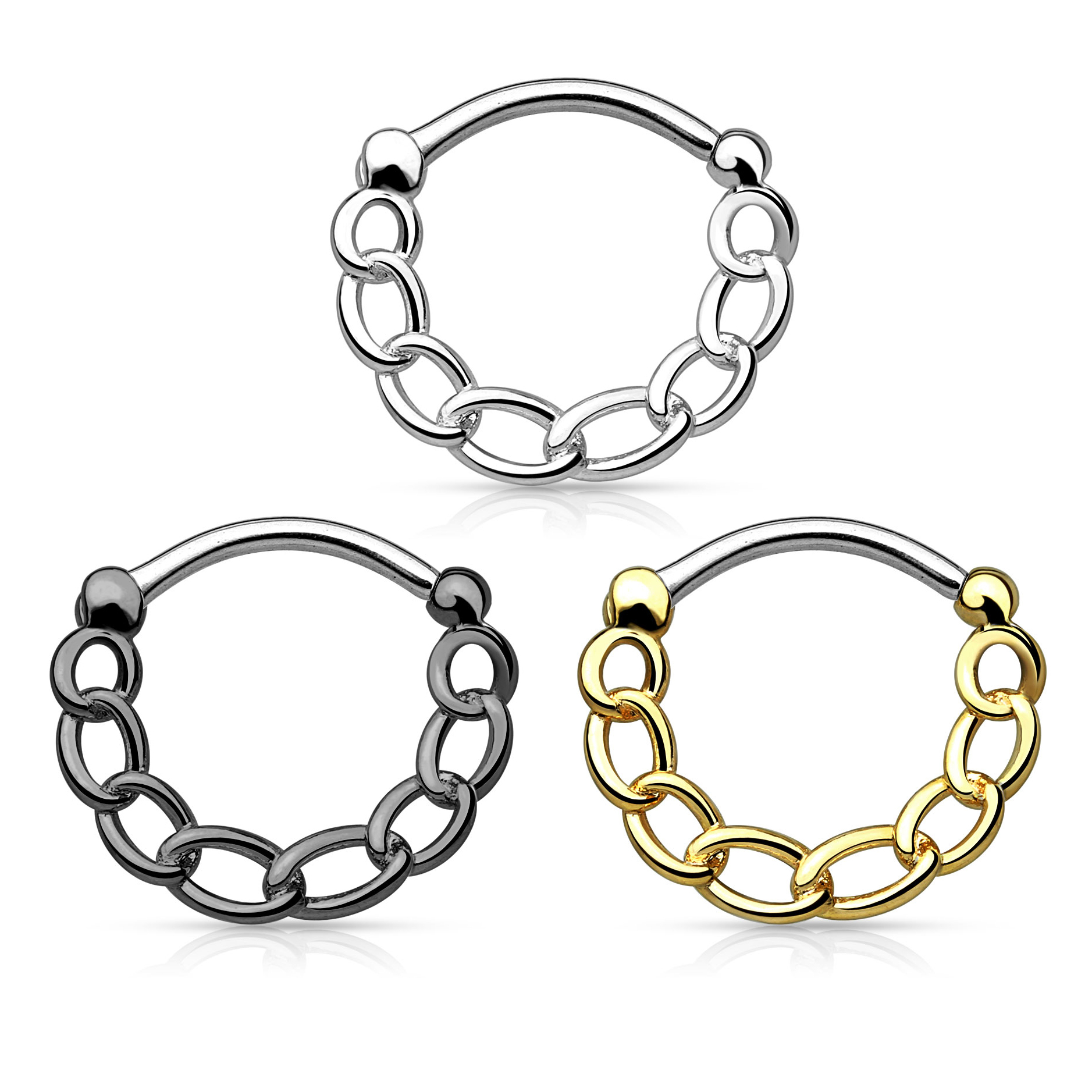 Septo piercing com corrente