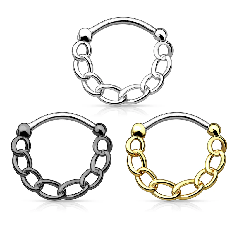 Septo piercing com corrente
