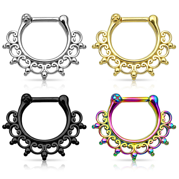 Septo piercing de aço cirúrgico com ornamentos