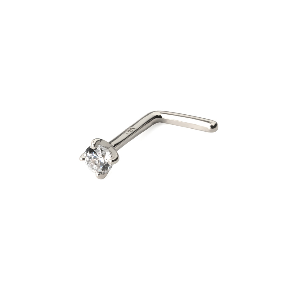 Nariz piercing de ouro 14 quilates com pedra redonda