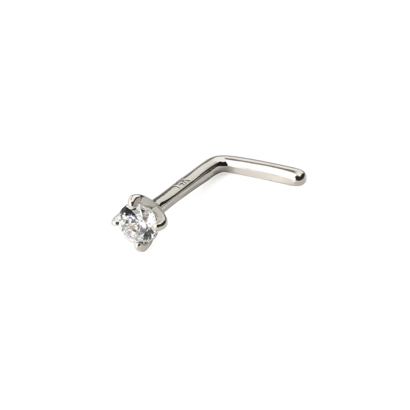Nariz piercing de ouro 14 quilates com pedra redonda
