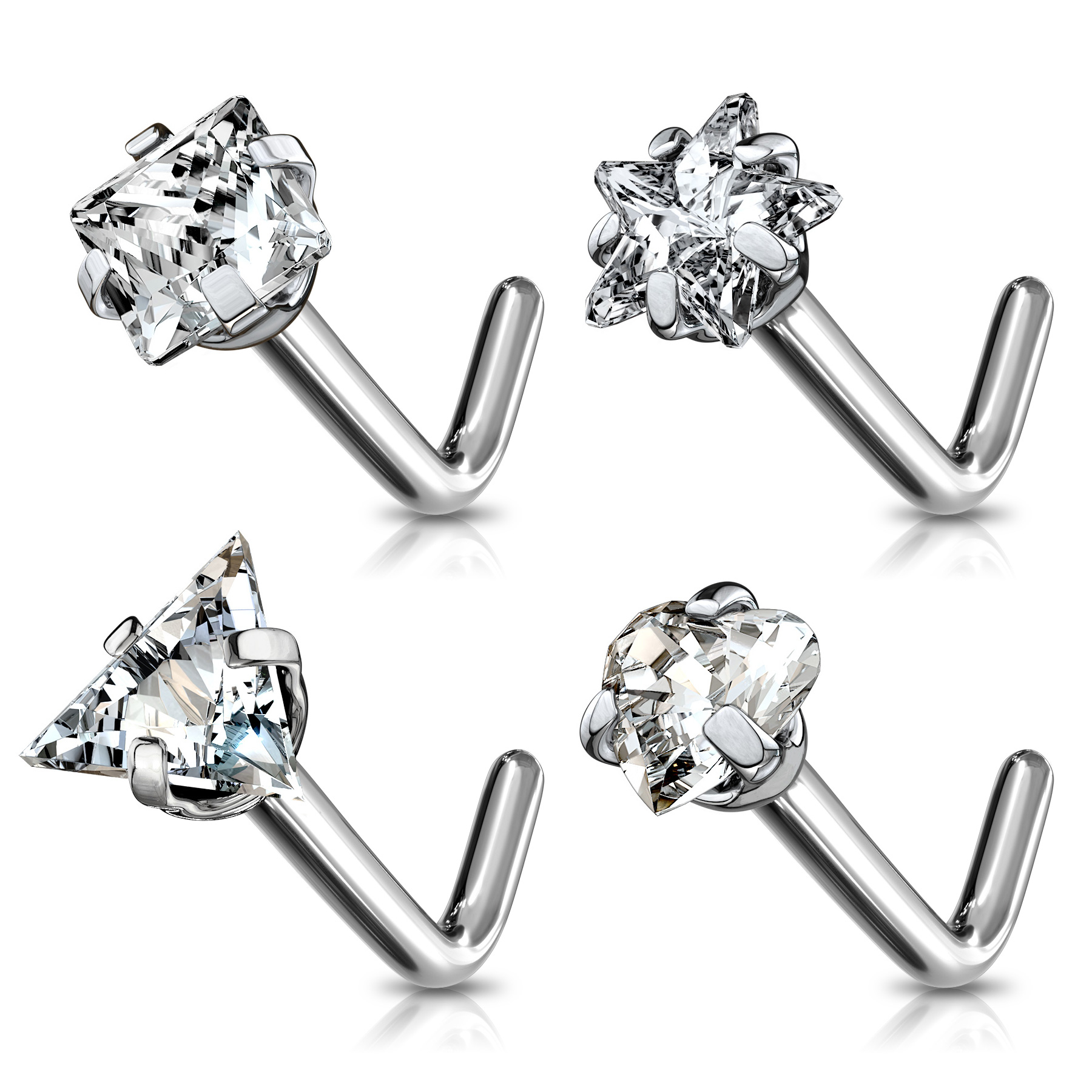 Nariz piercing de titânio com pedras diferentes