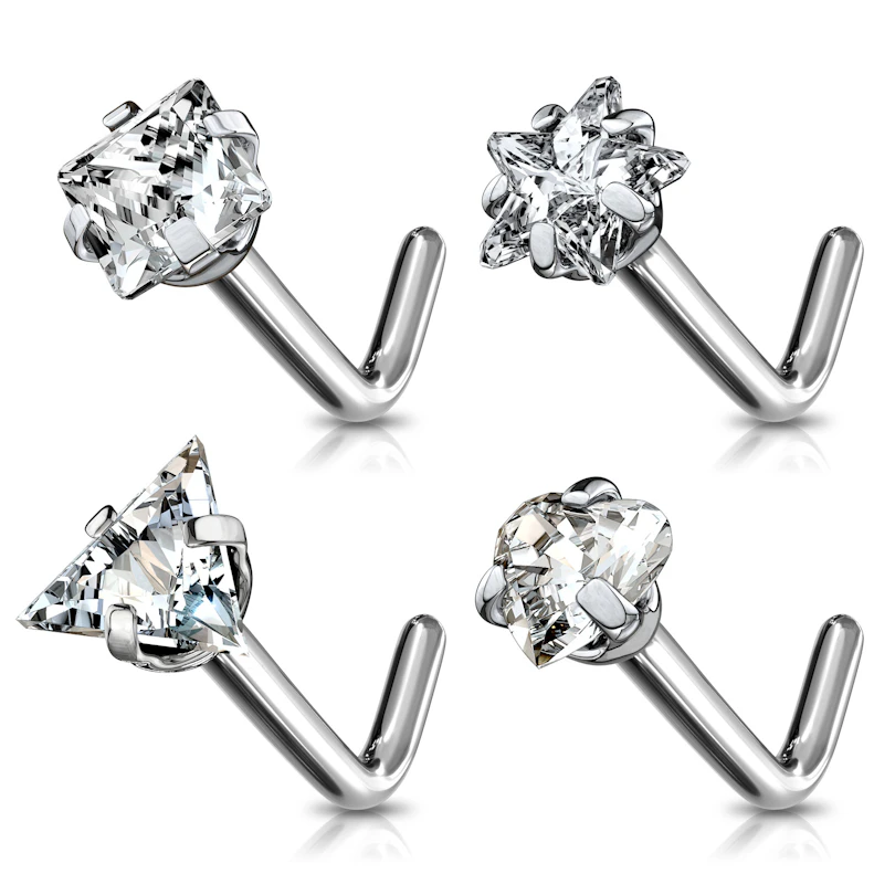 Nariz piercing de titânio com pedras diferentes