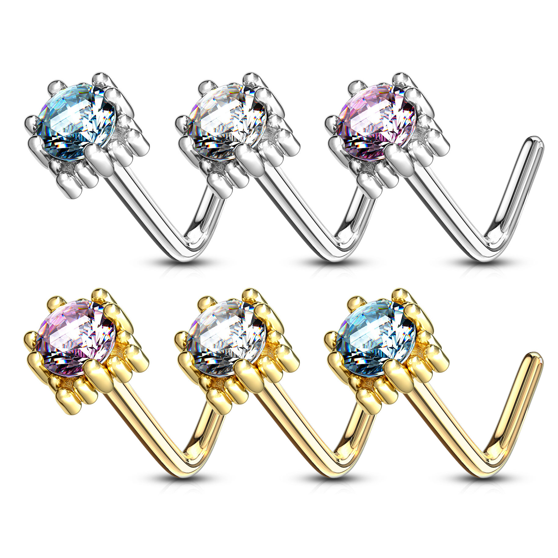 Joia para o nariz de ouro de 14k com base quadrada