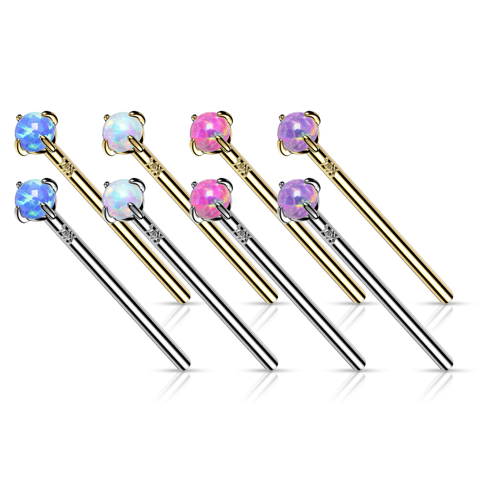 Nariz piercing fishtail em ouro 14 quilates com opala