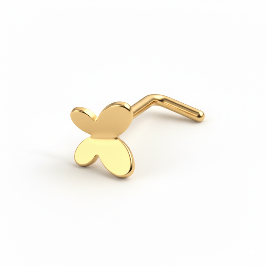 Stud para o nariz em titânio com borboleta