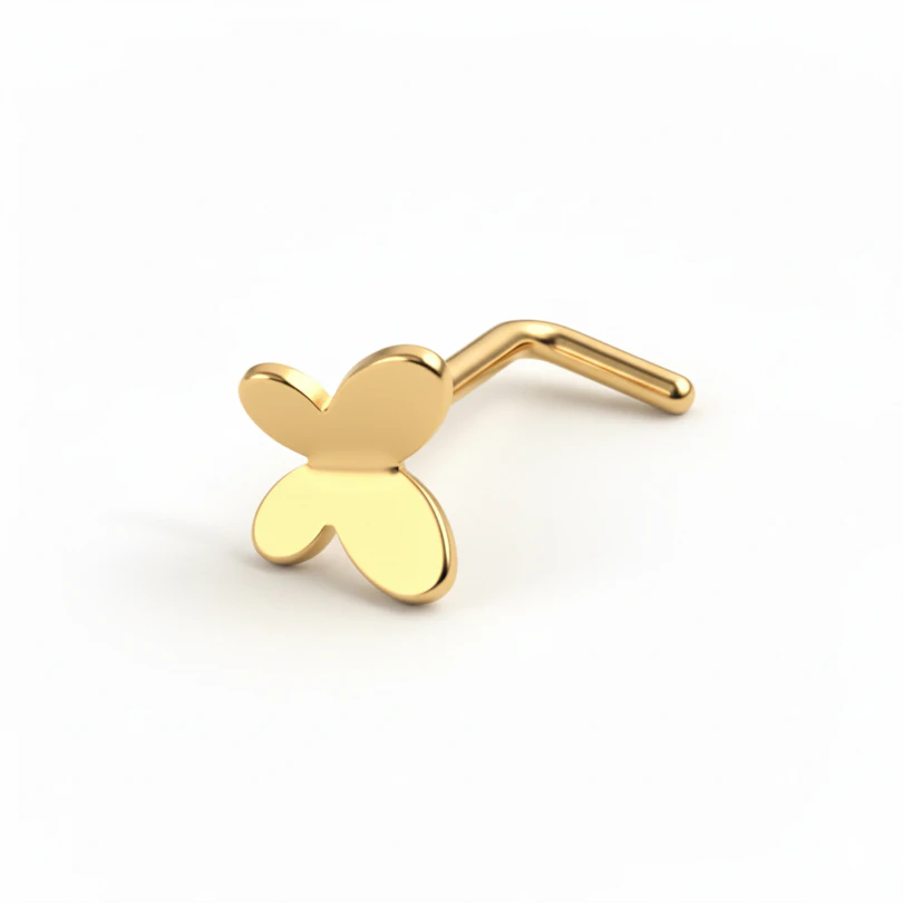Stud para o nariz em titânio com borboleta