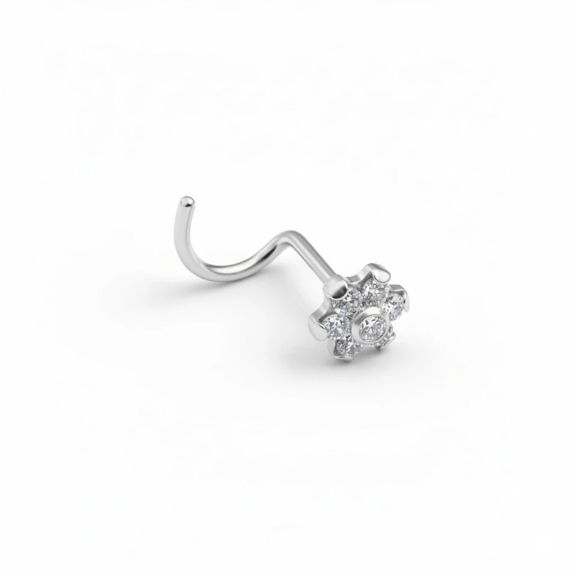 Stud para o nariz em titânio com flor