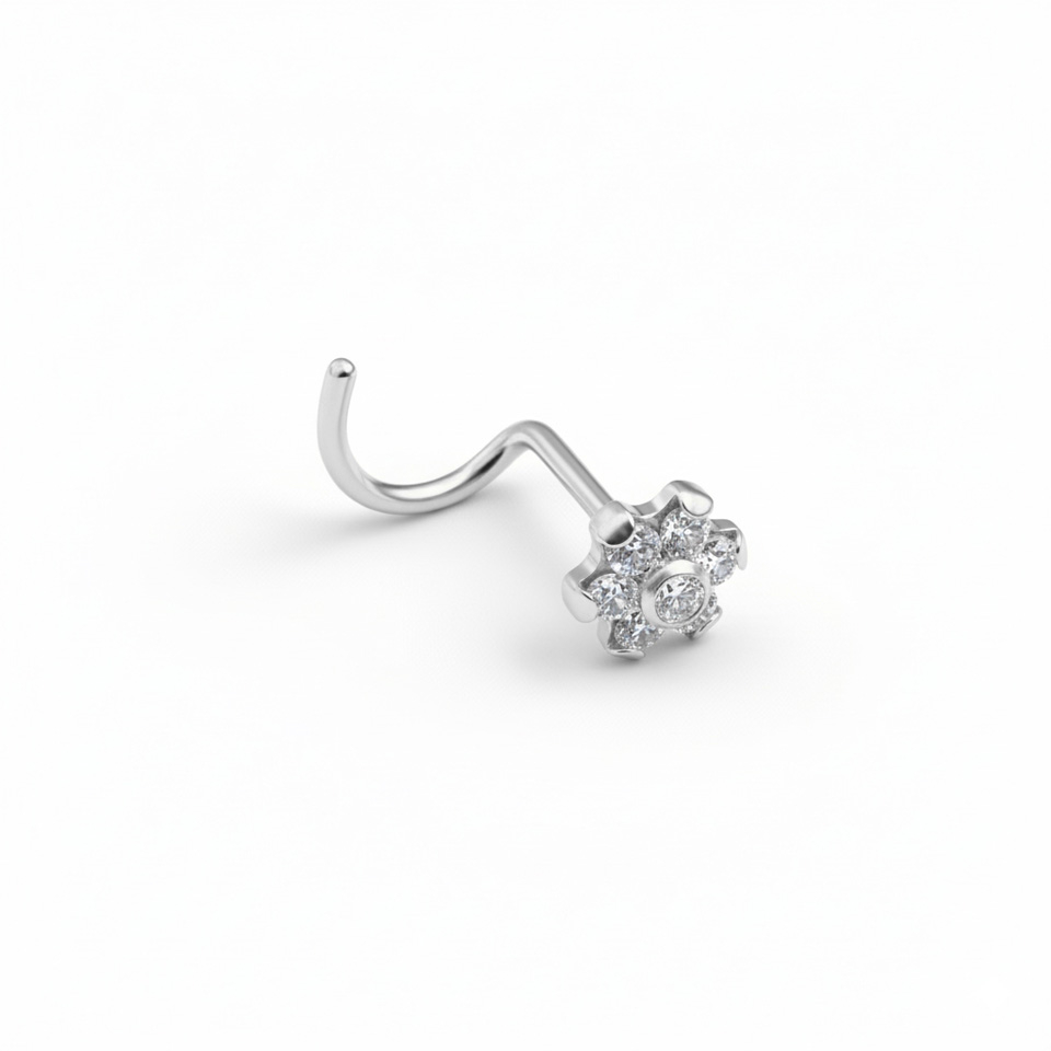 Stud para o nariz em titânio com flor